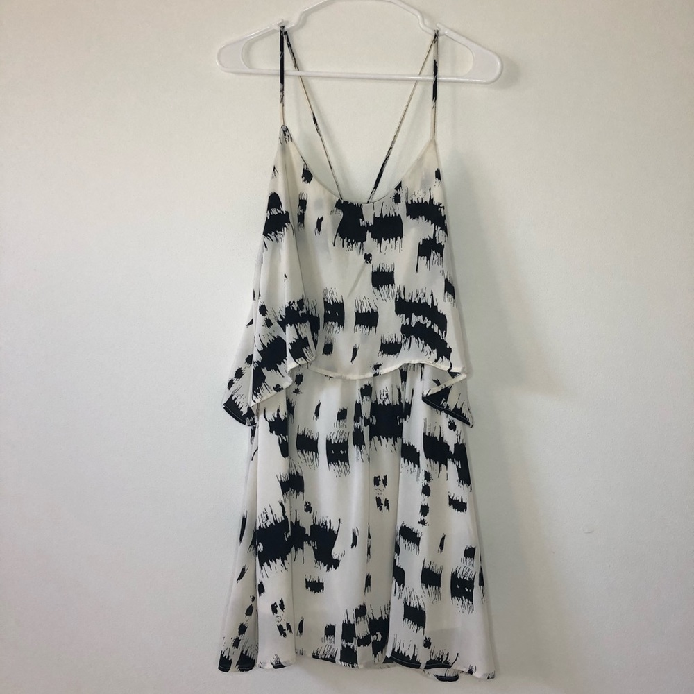 Buttons White & Black Spaghetti Strap Dress